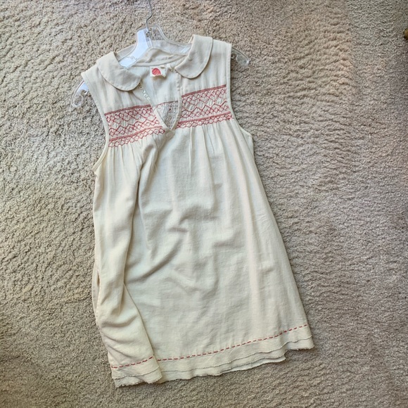 ANTHRO SWEET LINEN EMBROIDERED DRESS W POCKETS - Picture 1 of 8
